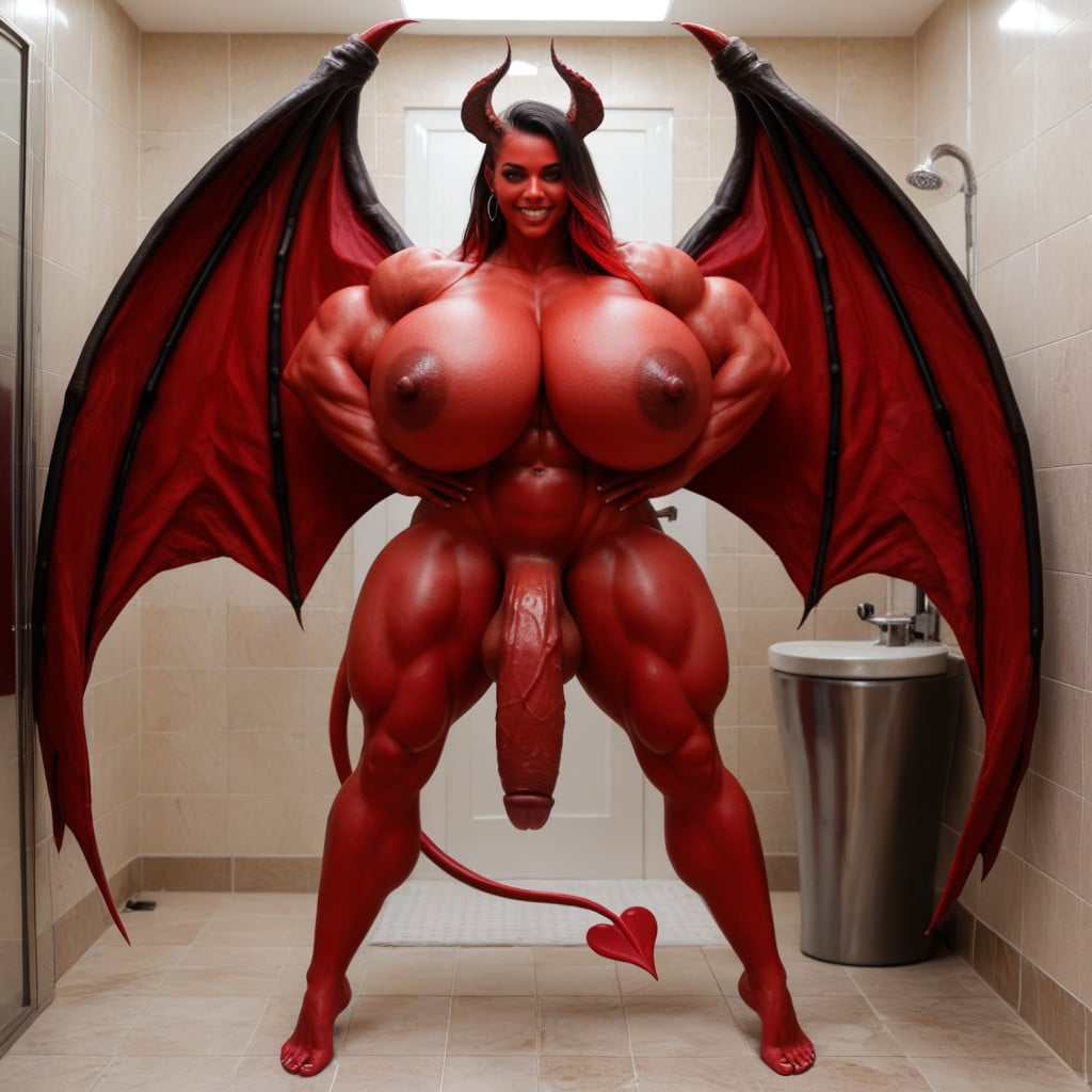 Gigantic Trapezius, Gigantic Perfect Boobs, Back Big Wings Shemale AI Porn