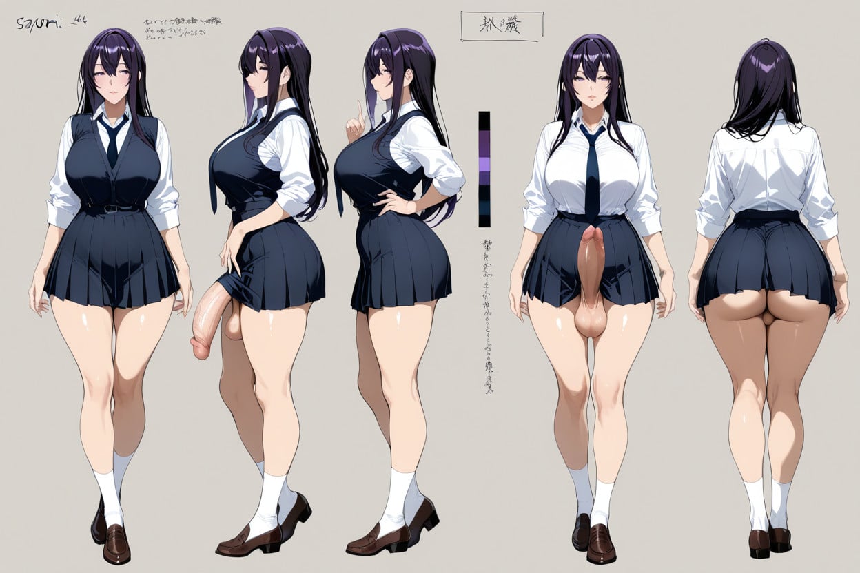 Waist Shot, Model Sheet, Mamimi Art Style Shemale AI Porn