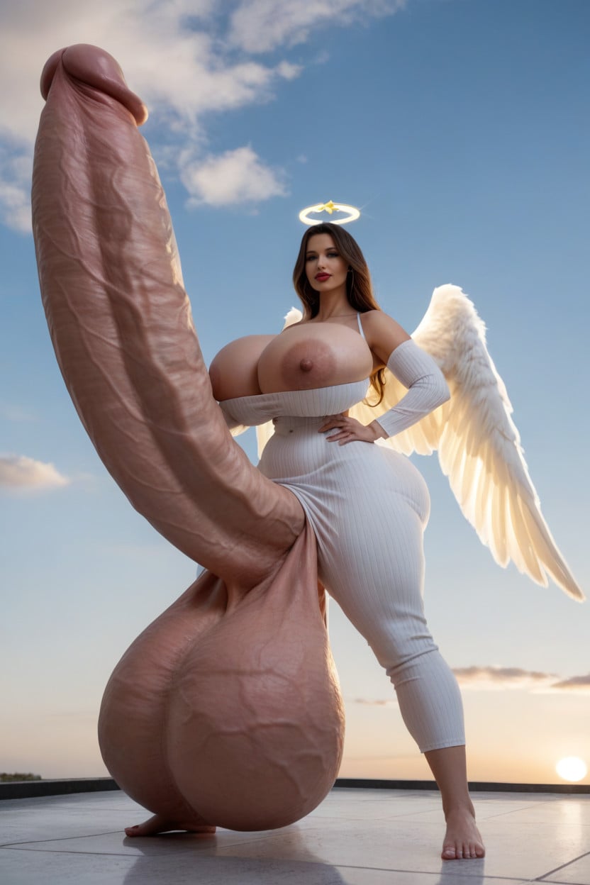 Extremely Large Ass, Hyper Flaccid Penis, Angels Flying Shemale AI Porn