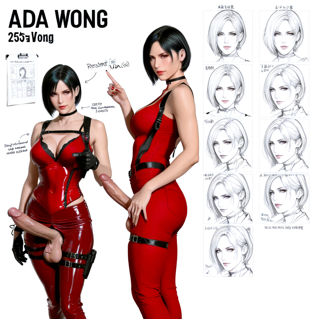 White Background, Multiple Views, Mamimi Art Style Shemale AI Porn
