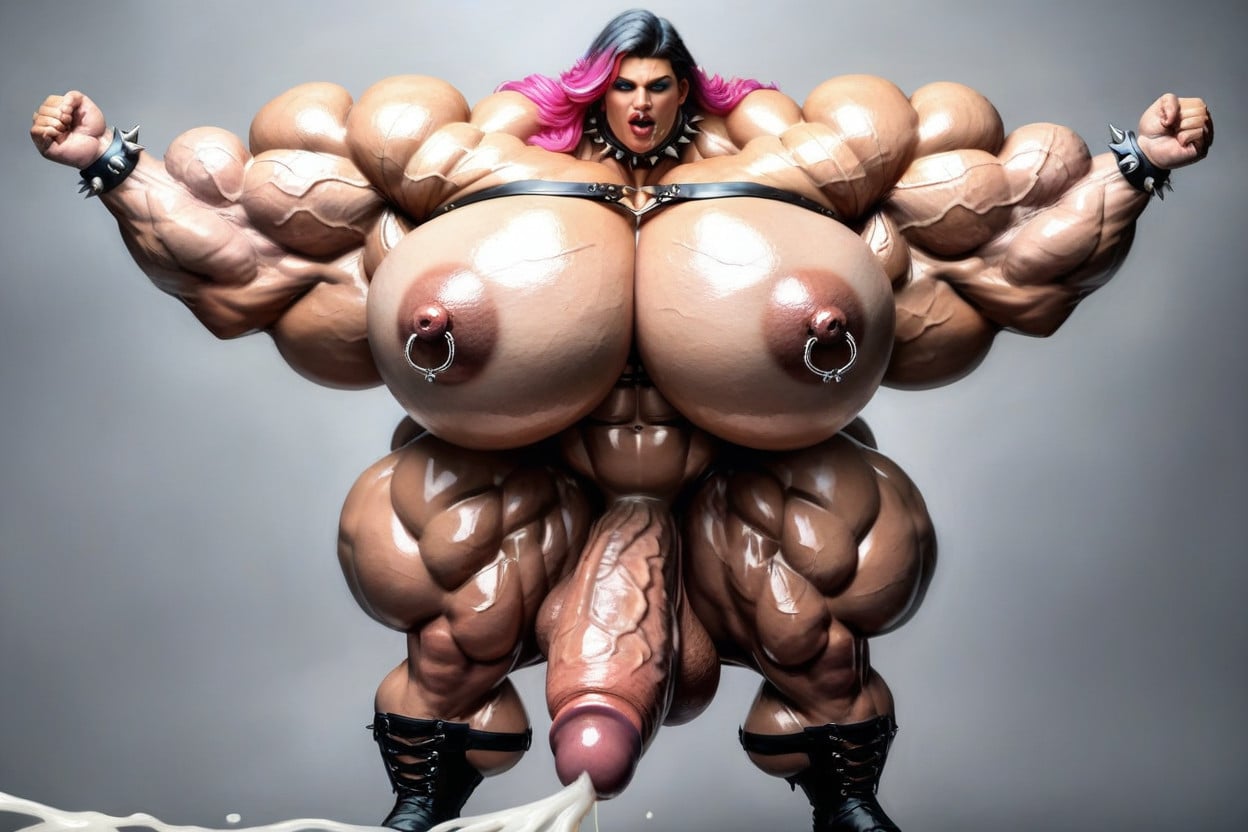 Hyper Veiny Quads, Hyper Veiny Abs, Blue Eyes Shemale AI Porn
