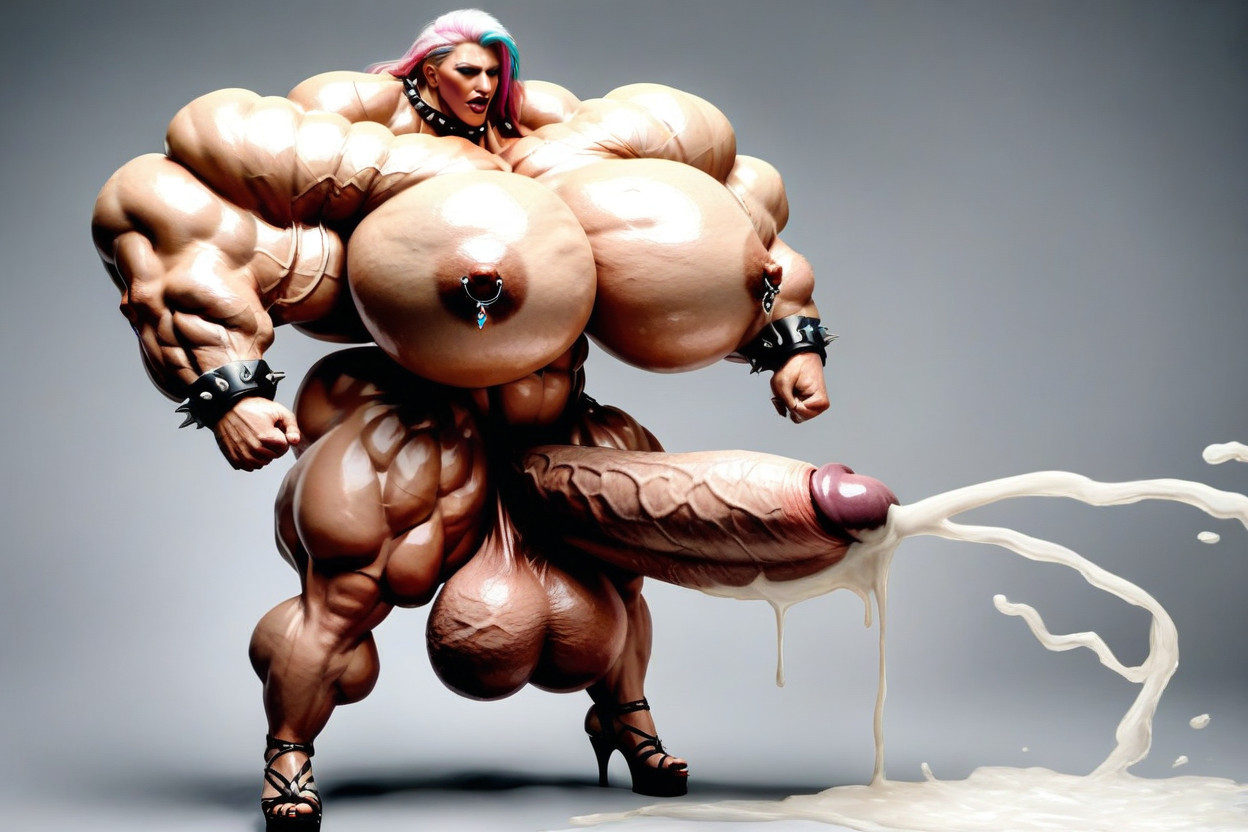 Dynamic Pose, Oiled Skin, Blue Eyes Shemale AI Porn