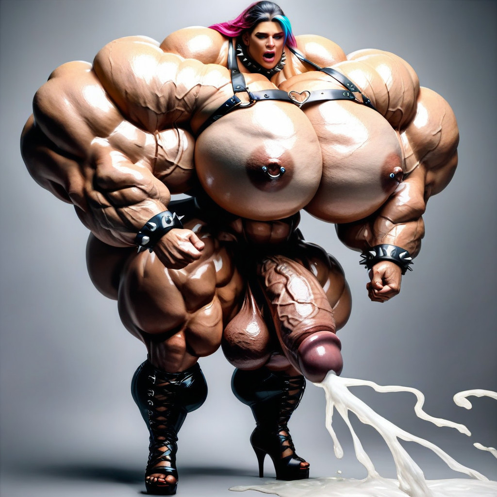 Giantess Futanari, Hyper Gigantic Penis, Heeled Sandals Shemale AI Porn
