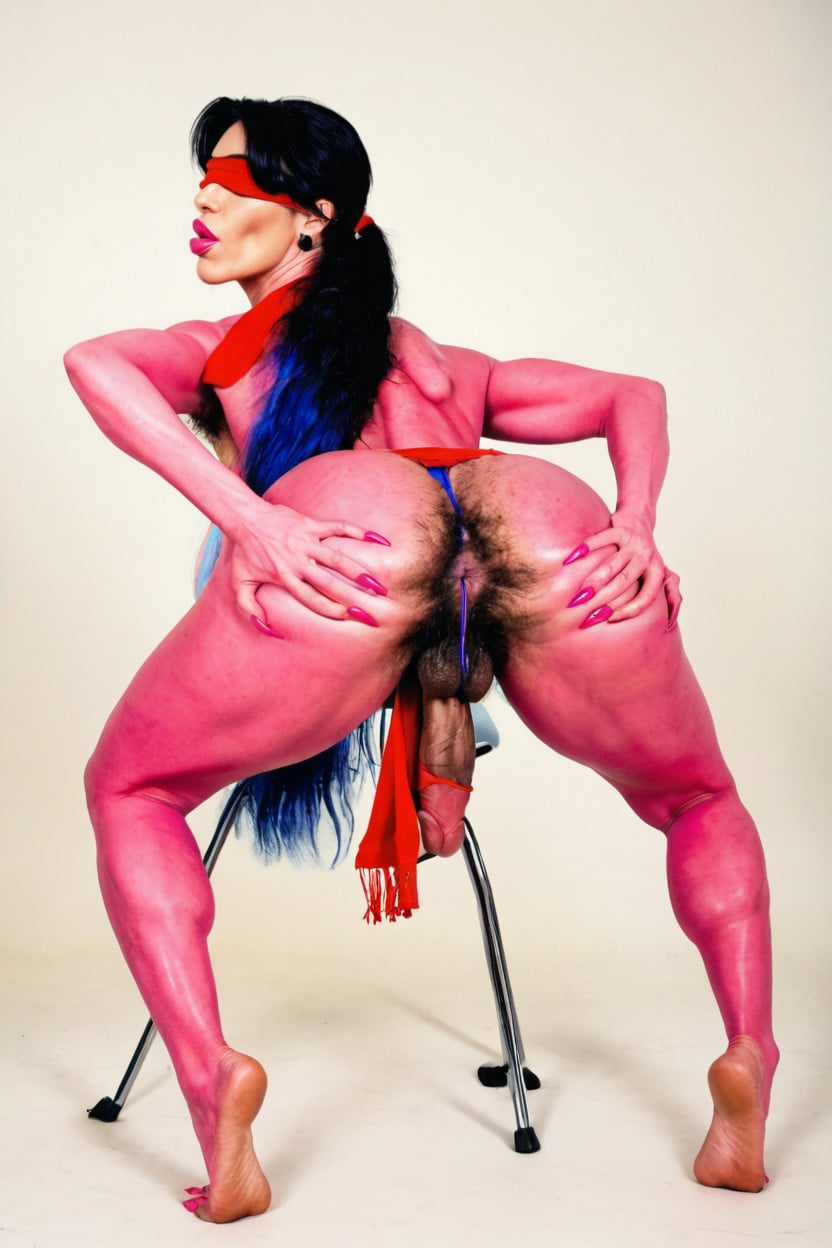 Tall, Hyper Pubic Hair, Hair Covering Eyes Shemale AI Porn