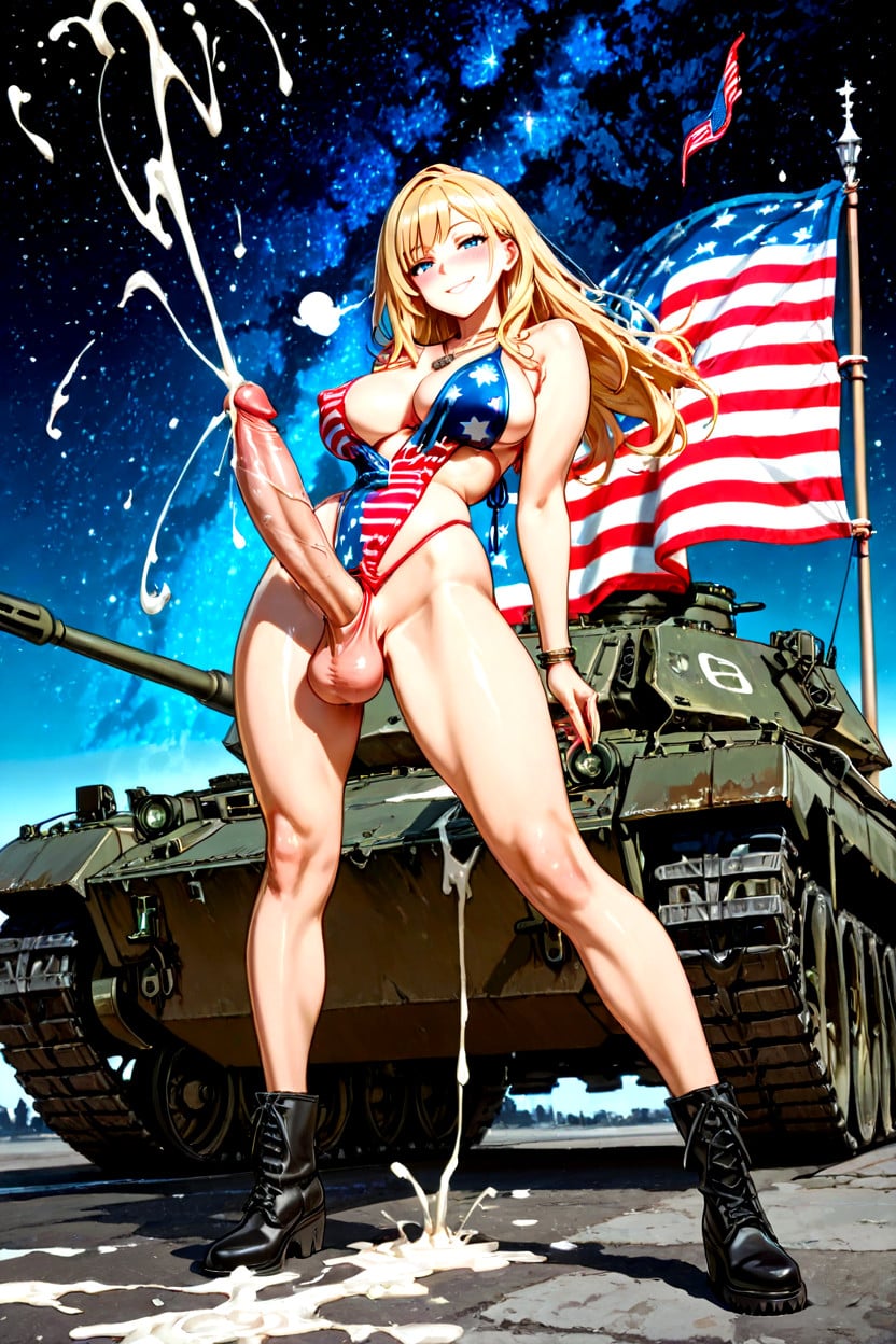 Excessive Cum, Wind Blowing Hair, Perfect Anatomical Body Shemale AI Porn