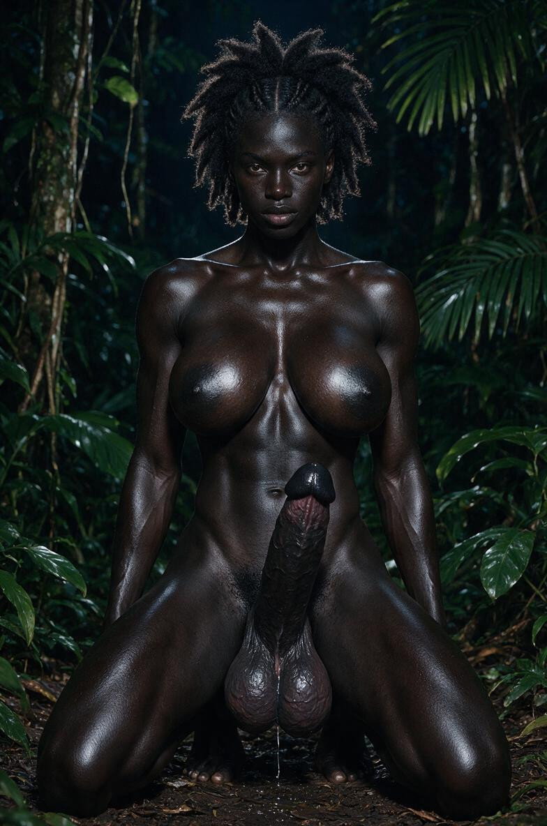 Midnight, Super Snatched Waist, Mushroom-shaped Penis With An Impossibly Large Glans Shemale AI Porn