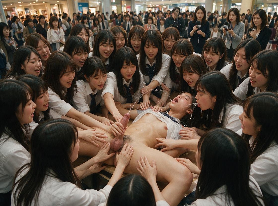 Cumshot Out Of The Futas Penis Glans, Crowded Mall, The Futa Has An Orgasm Shemale AI Porn