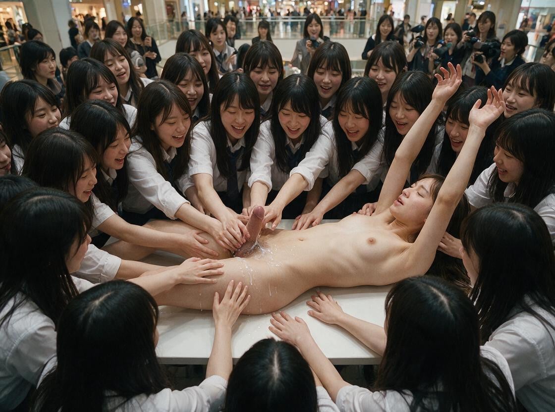 Crowded Mall, There Are No Tables, Side View Shemale AI Porn