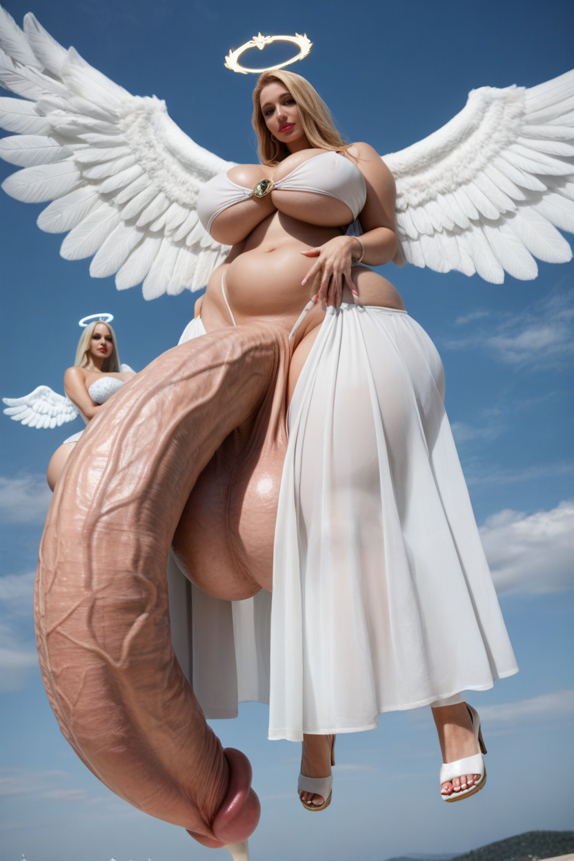 Multiple Angels, Full Lips, Impossibly Long Hyper Penis Shemale AI Porn