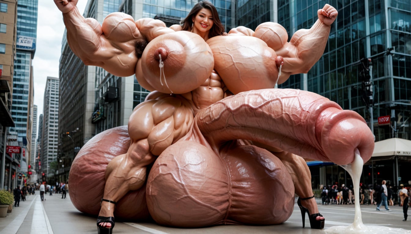 Gigantic Huge Cock, Massive Muscles, Giantess Amazon Women Shemale AI Porn