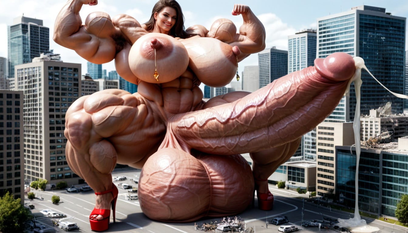 Very Large Nipples, Long Penis, Erect Nipples Shemale AI Porn