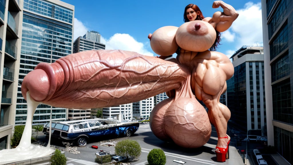 Huge Muscular Arms, Veiny, Gigantic Veiny Penis Shemale AI Porn