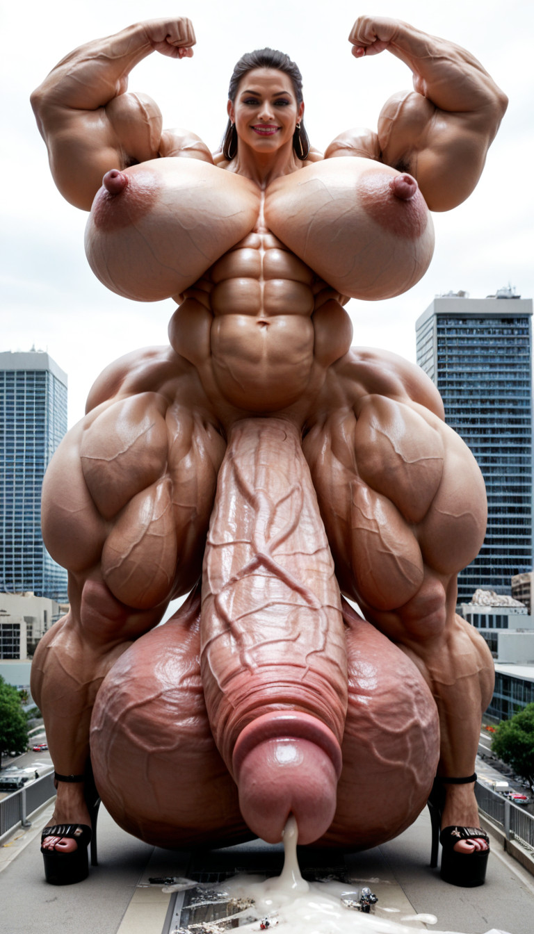 Absurdly Veiny, Muscle Shoulders, Impossibly Long Hyper Penis Shemale AI Porn