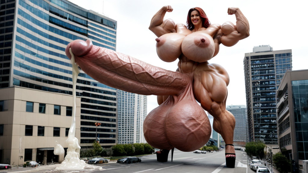 Biggest Muscles, Giantess Balls, Gigantic Testicles Shemale AI Porn