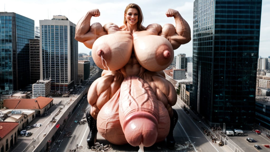 Futa On Female, Bodybuilder, Huge Muscular Arms Shemale AI Porn