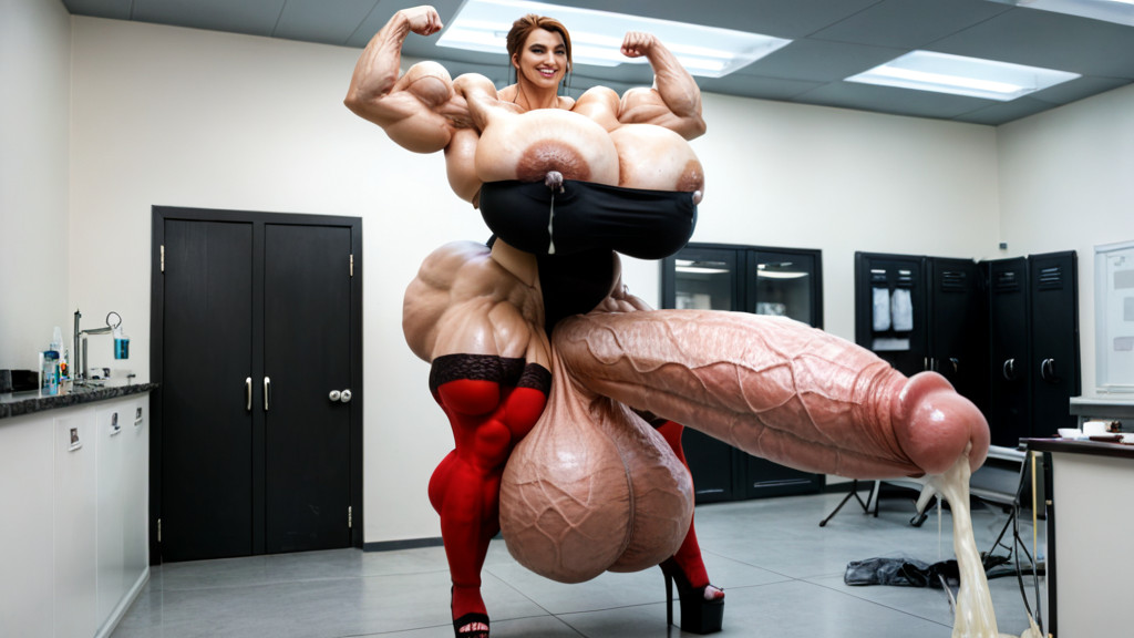 Thick Cock, Stockings, Absurdly Veiny Shemale AI Porn