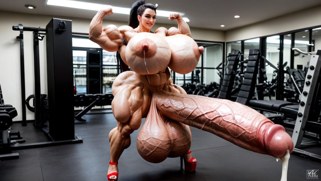 Thick Nipples, Gigantic Testicles, Wide Hips Shemale AI Porn