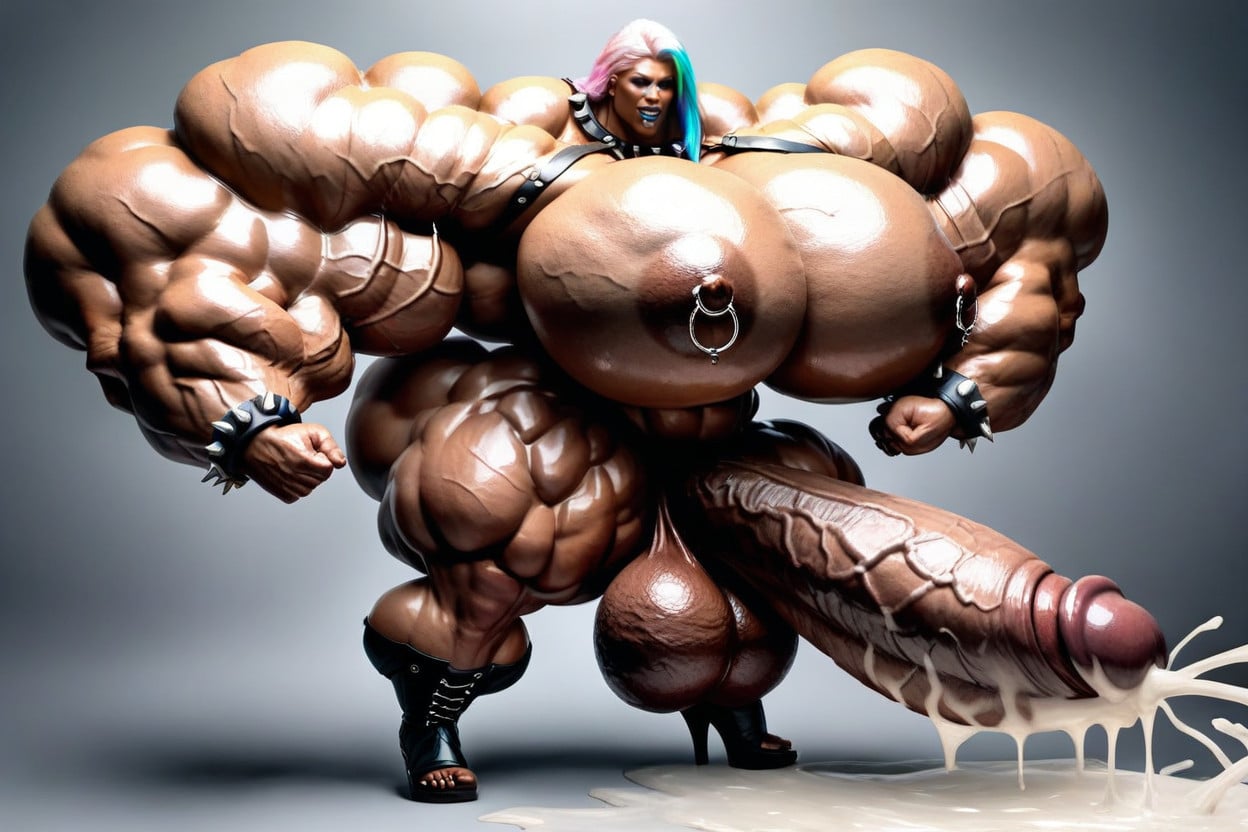 Beautiful Face, Gigantic Muscular Quads, Gigantic Serratus Anterior Shemale AI Porn
