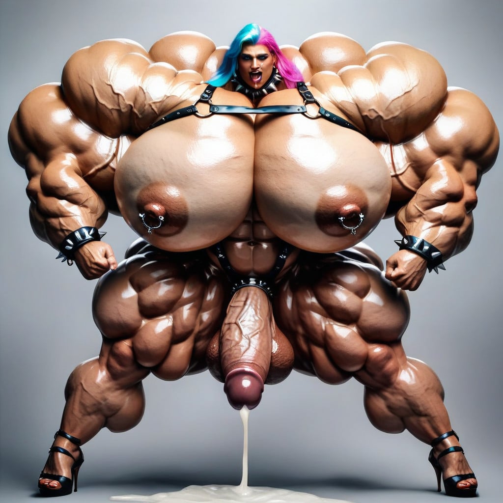 Super Extreme Wide Hips, Perfect Ass Shape, Gigantic Massive Body With Reduced Head Size Shemale AI Porn