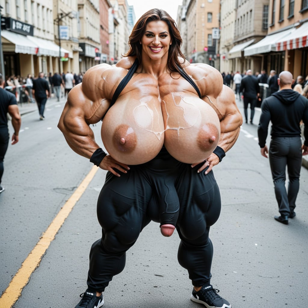 Gigantic Abs, Toned Muscles, Brunette Hair Shemale AI Porn