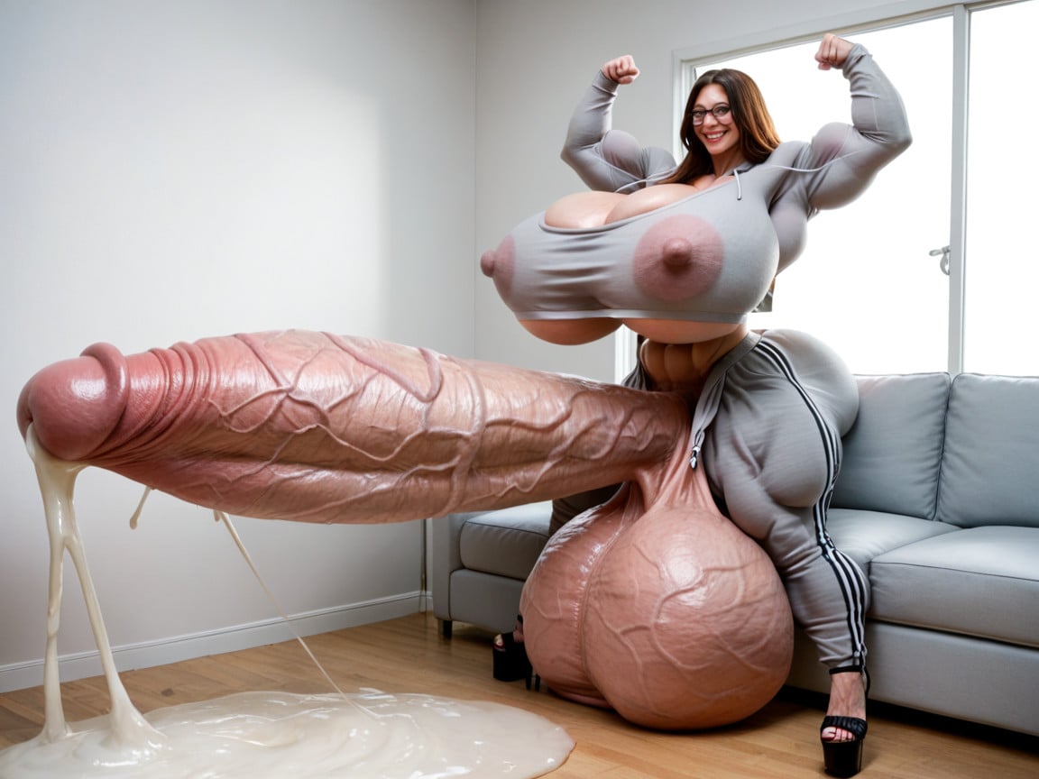 Impossibly Swollen Cock Veins, Extremely Thick Penis, Hyper Thick Penis Shemale AI Porn