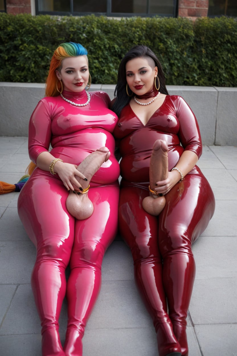 Erection, Very Pretty Face, Semi-transparent Latex Shemale AI Porn