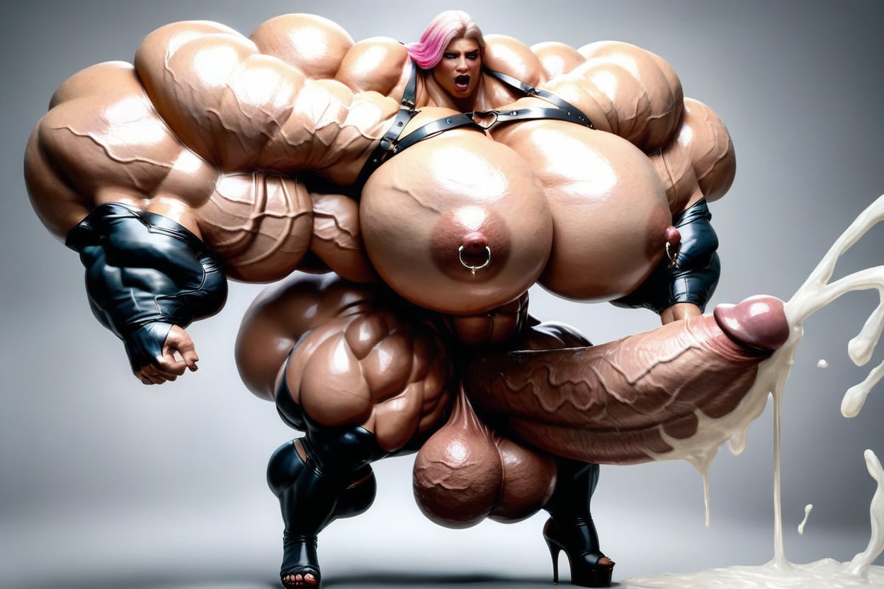 Gigantic Arms, Hyper Cumshot, Super Extreme Wide Hips Shemale AI Porn