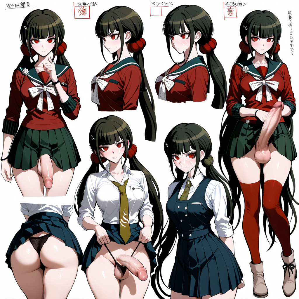 Mamimi Art Style, Lifting Skirt, Photoreal Shemale AI Porn