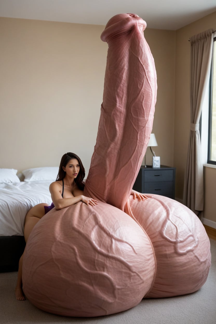Gigantic Monstrous Penis, Horsecock Larger Than Entire Bed, Hyper Gigantic Penis Head Shemale AI Porn