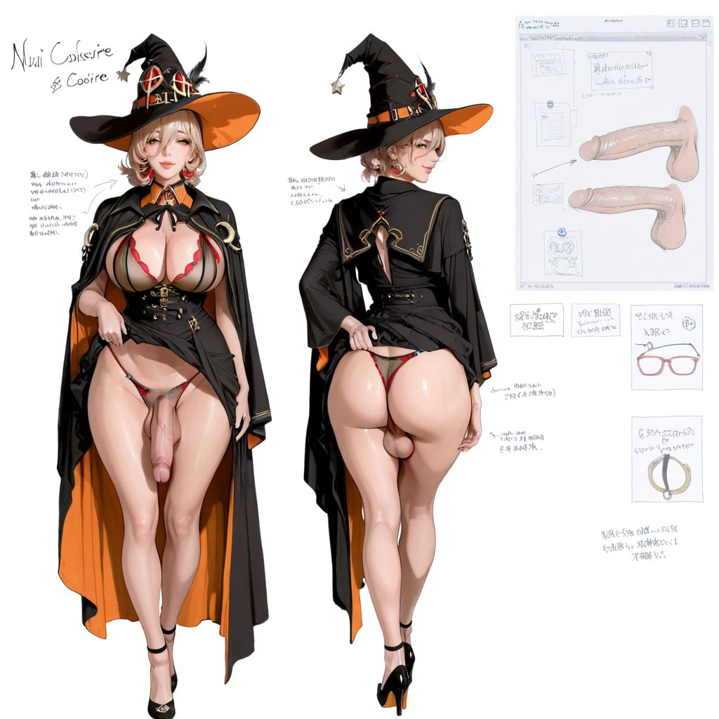Arrows, Gigantic Penis, Model Sheet Shemale AI Porn