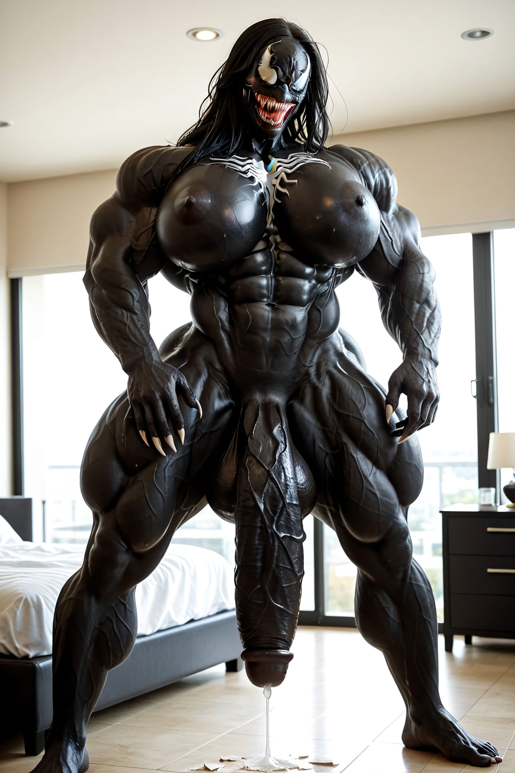 Hyper Black Cock Growth, Hyper Muscular Thighs, Gigantic Muscle Delts Porno IA transsexuelle