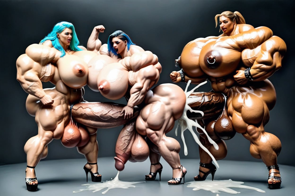 Thick Muscular Neck, Orgasm, Gigantic Muscular Shoulders Shemale AI Porn