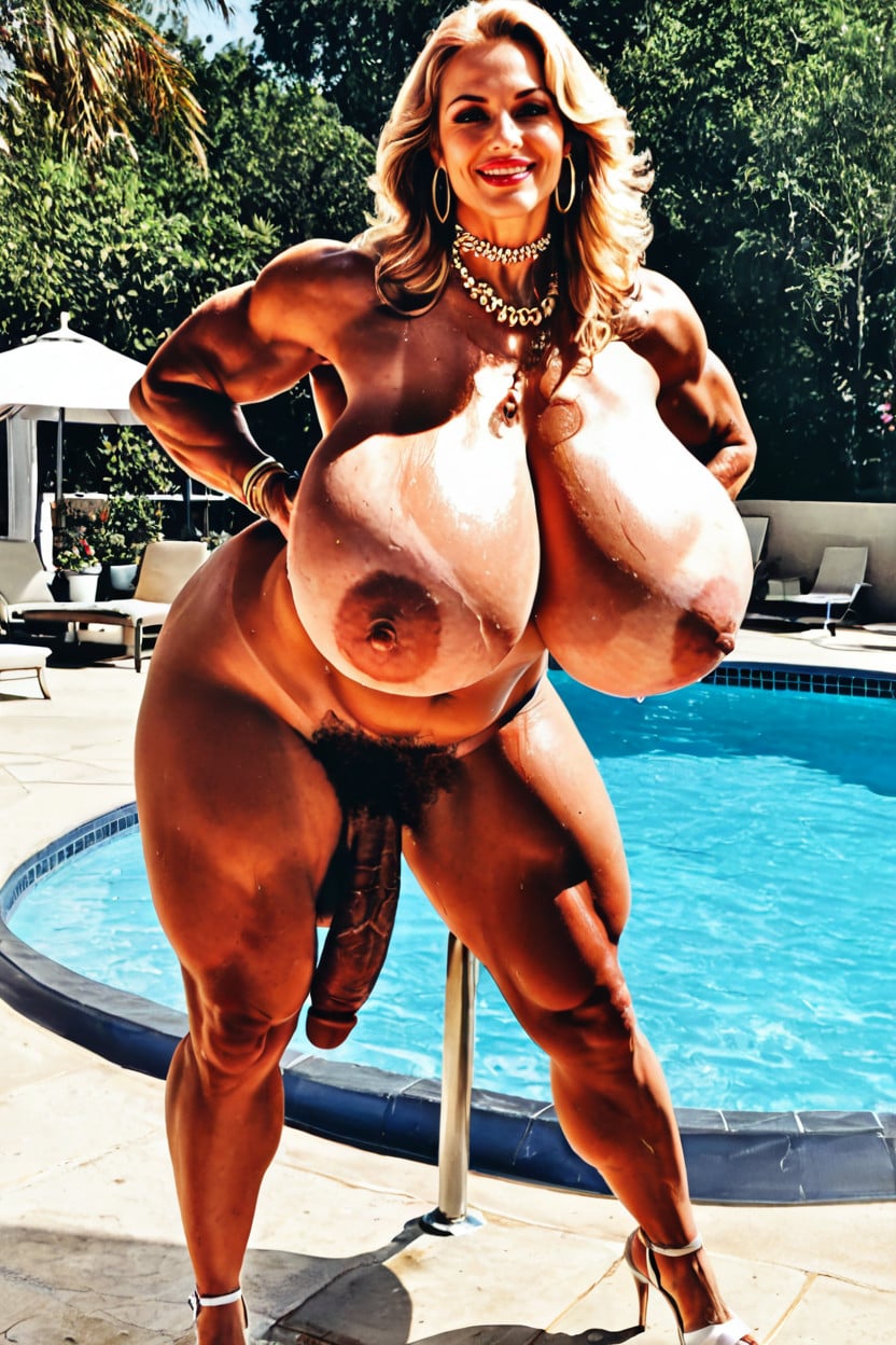 Pool, Long Length, Hyper Balls Shemale AI Porn