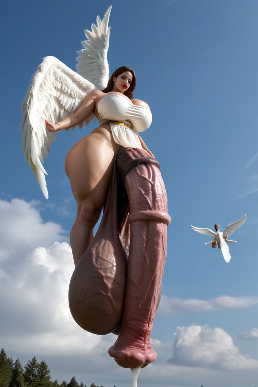 Hyper Gigantic Balls, Angels Flying, Hyper Veiny Balls Shemale AI Porn