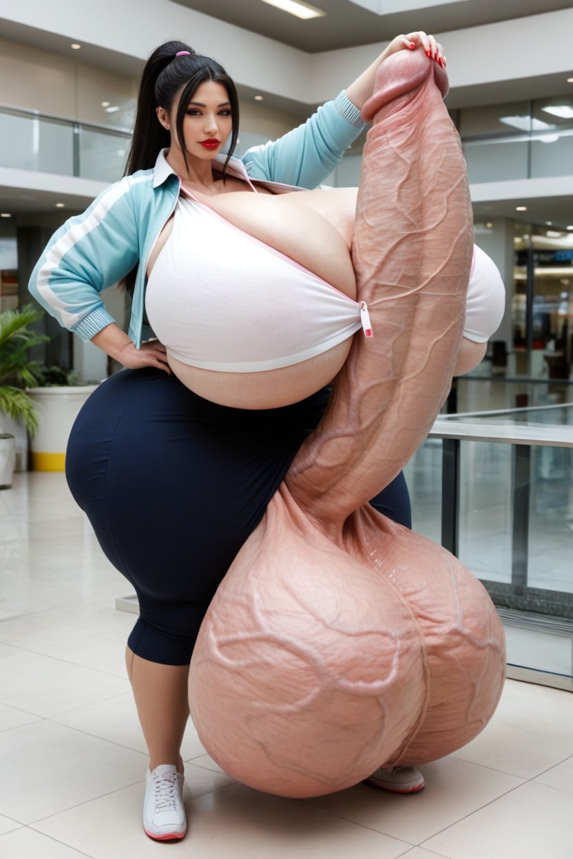 Huge Veins On Penis, Hyper Gigantic Testicles, Penis The Size Of The Room Shemale AI Porn
