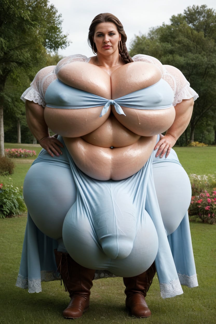 Looking At Viewer, Hyper Gigantic Ass, Hyper Cleavage Shemale AI Porn