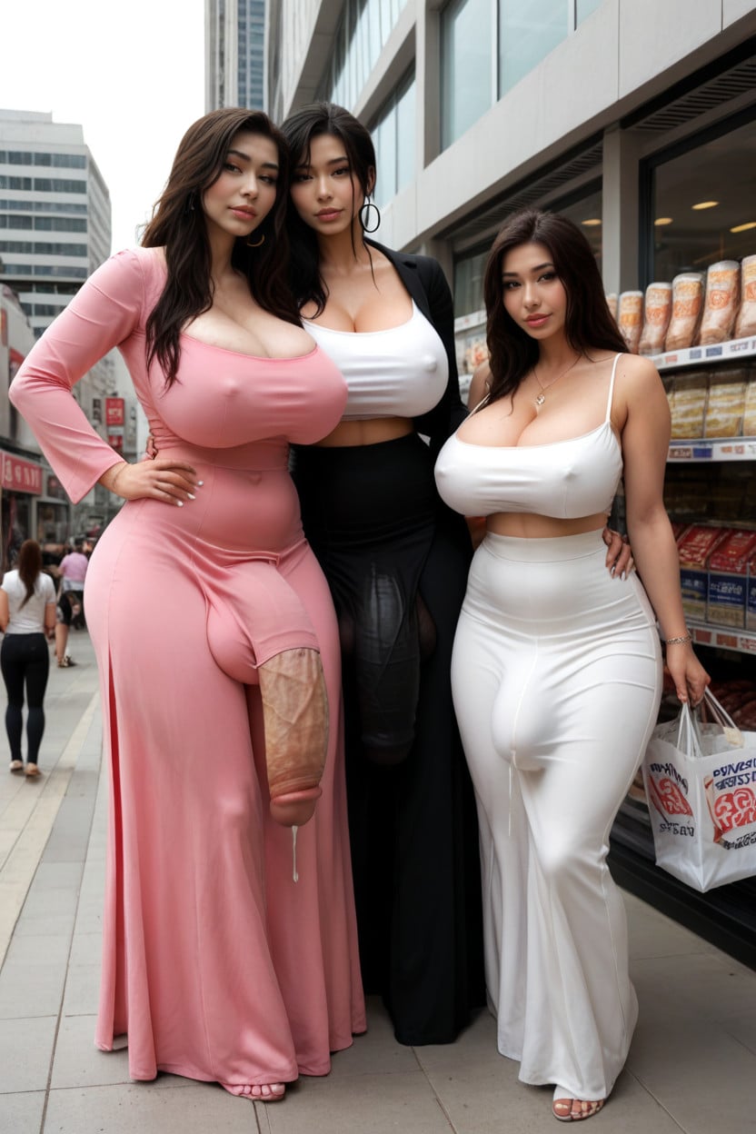 Underboob, Cum Dripping From Clothes, Hoop Earrings Shemale AI Porn