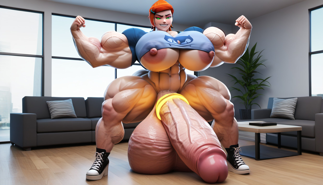 Huge Muscles, Gigantic Breasts, Futanari Cock Bigger Than Head Shemale AI Porn