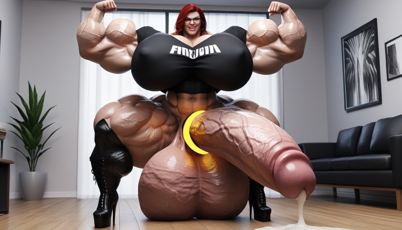 Absurdly Oversized Veiny Futanari Cock, Gigantic Veiny Penis, Hypermuscular Shemale AI Porn