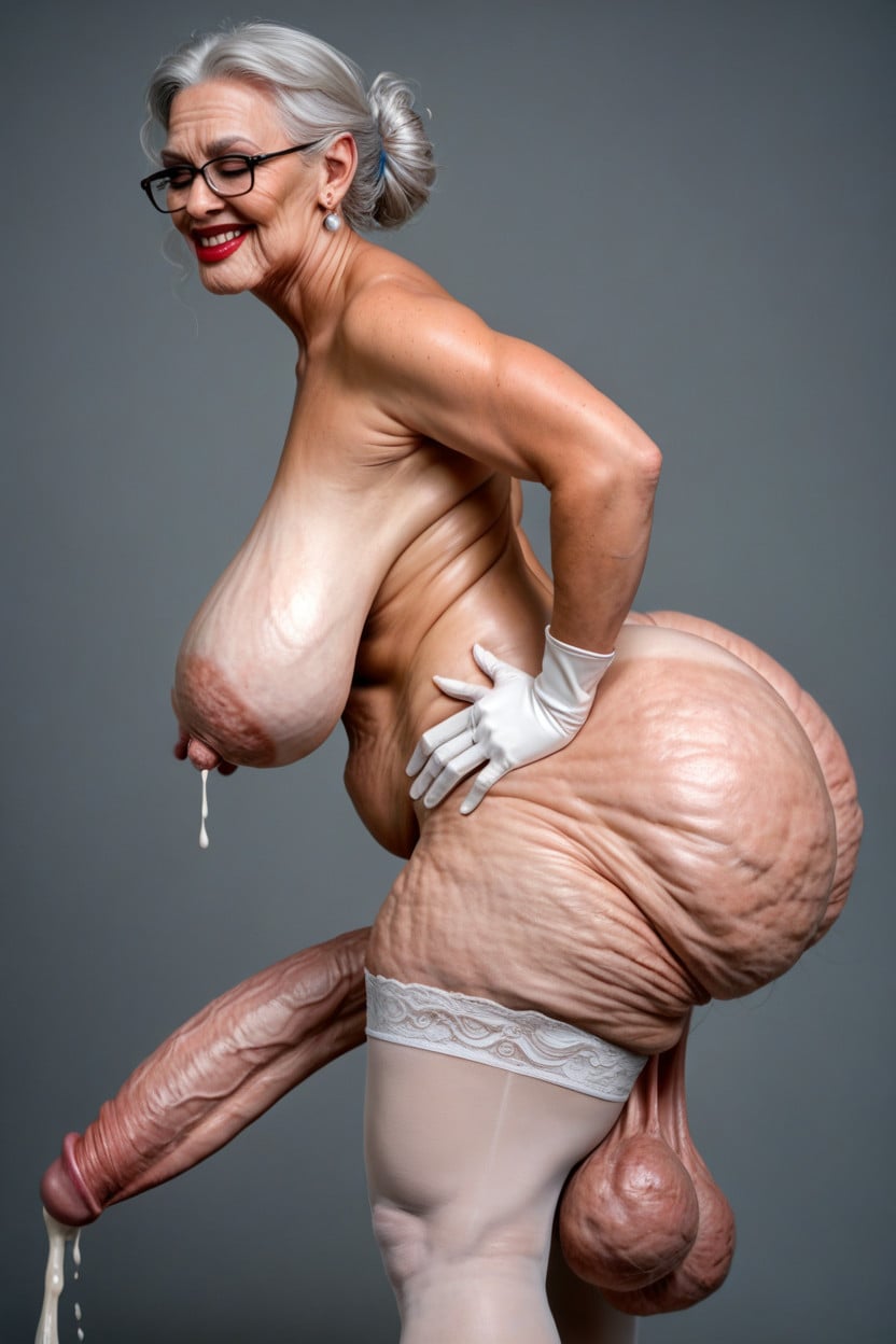 Red Lipstick, Frizzy Hair, Hands On Hips Shemale AI Porn