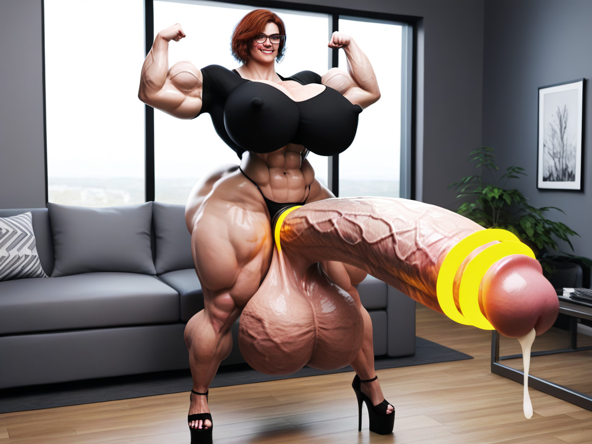 Dominant Face, Balls Touching The Floor, Gigantic Girthy Penis ニューハーフAIエロ