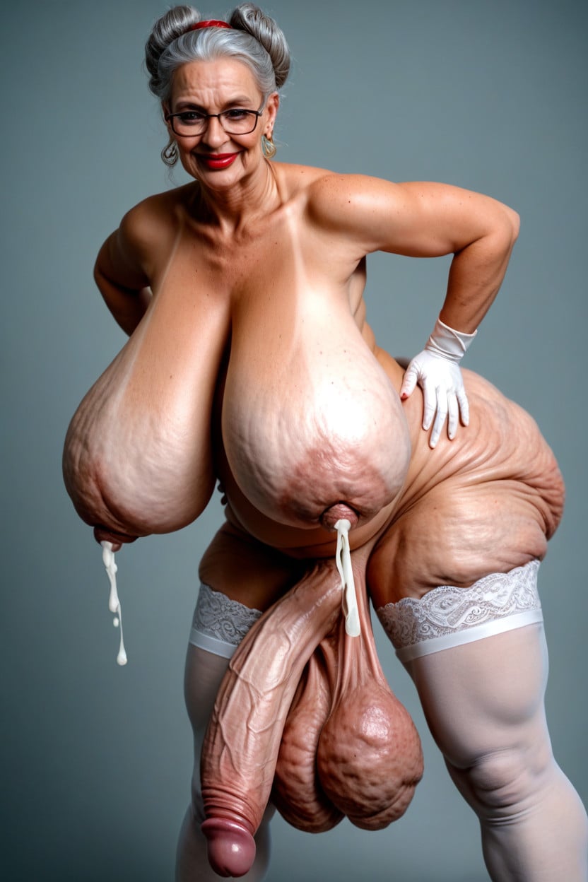 Bimbo Lips, Hyper Veiny Breasts, Wrinkles On Ass Shemale AI Porn